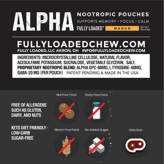 Mango ALPHA Fuel Nootropic Energy Pouches