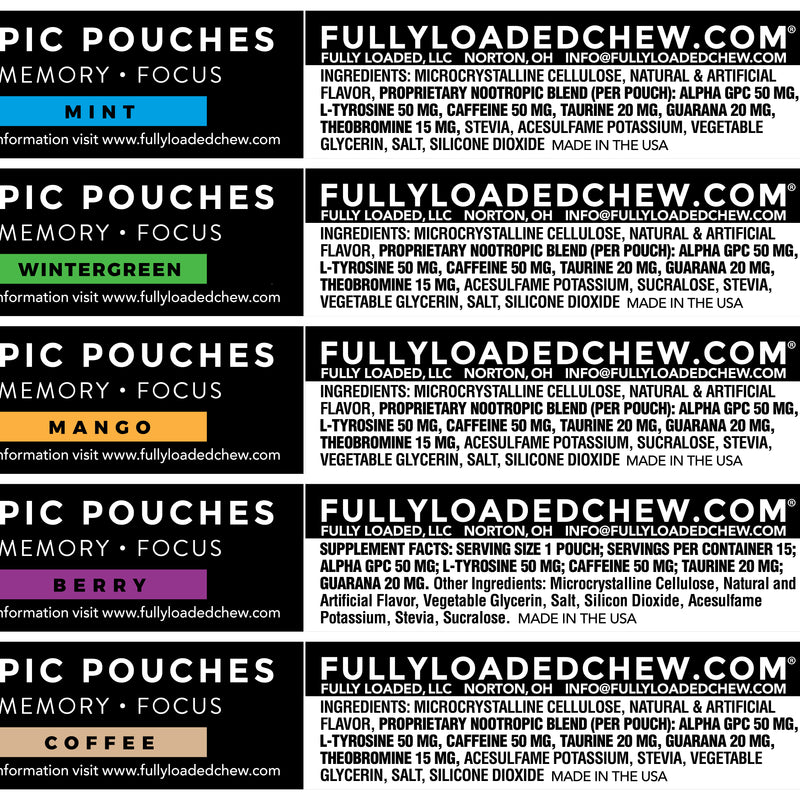 Load image into Gallery viewer, Alpha Fuel Nootropic Pouches Sampler Variety 5 Pack Bundle
