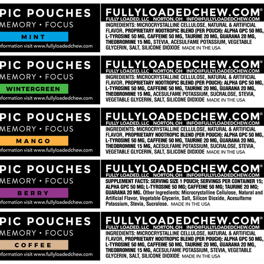 Alpha Fuel Nootropic Pouches Sampler Variety 5 Pack Bundle