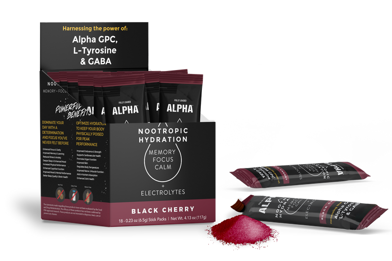 Load image into Gallery viewer, Black Cherry ALPHA Nootropic Hydration Drink Stick Packs
